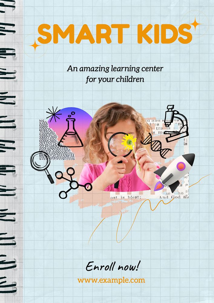 Learning center  poster template, editable text and design