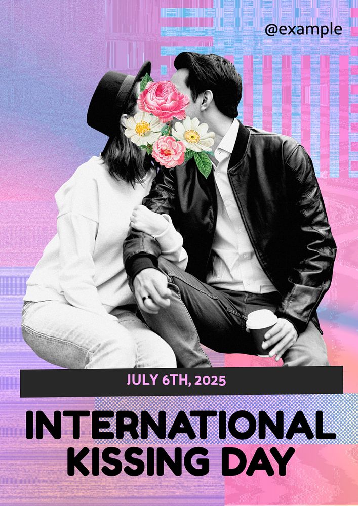 International kissing day  poster template, editable text and design