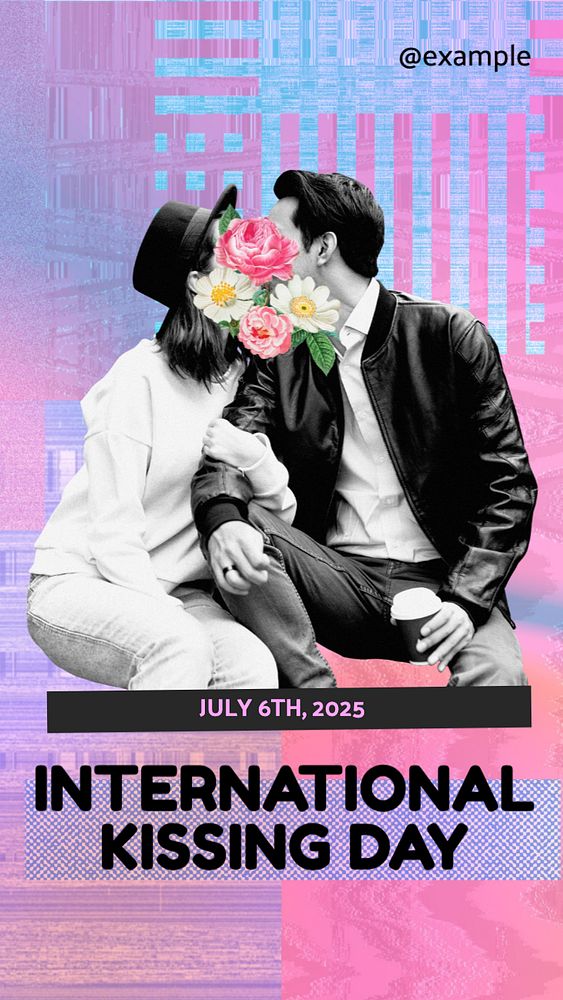 International kissing day  Instagram story template, editable text