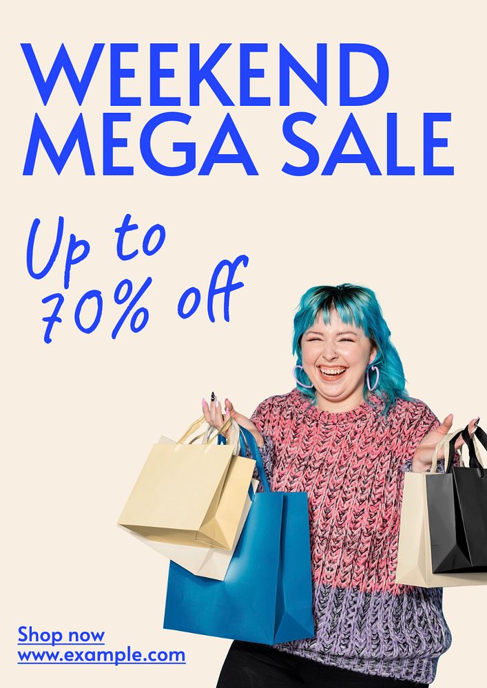 Weekend mega sale  poster template, editable text and design