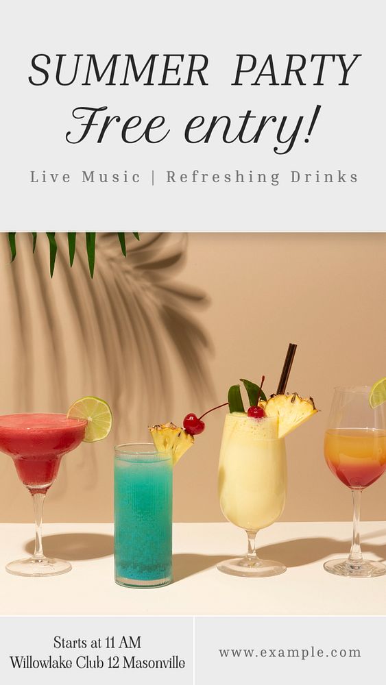 Summer Party  Instagram story template, editable text