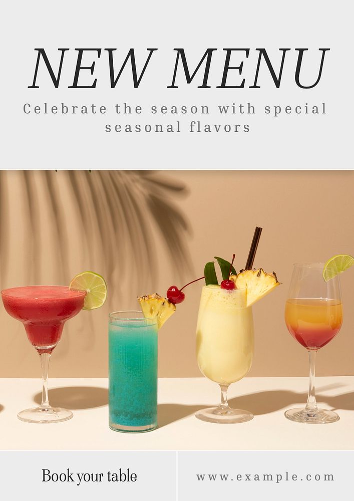 New menu  poster template, editable text and design