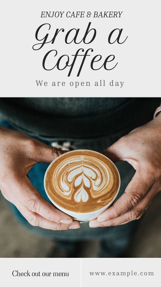 Grab a coffee  Instagram story template, editable text