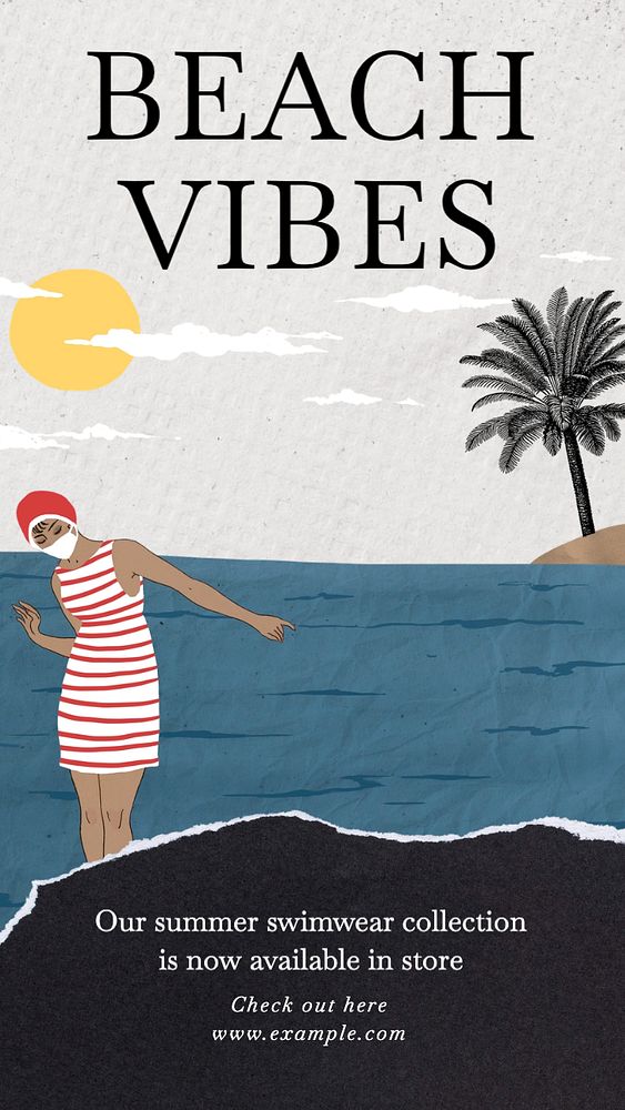 Beach vibes  Instagram story template, editable text