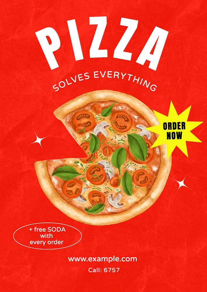 Pizza ad  poster template, editable text and design