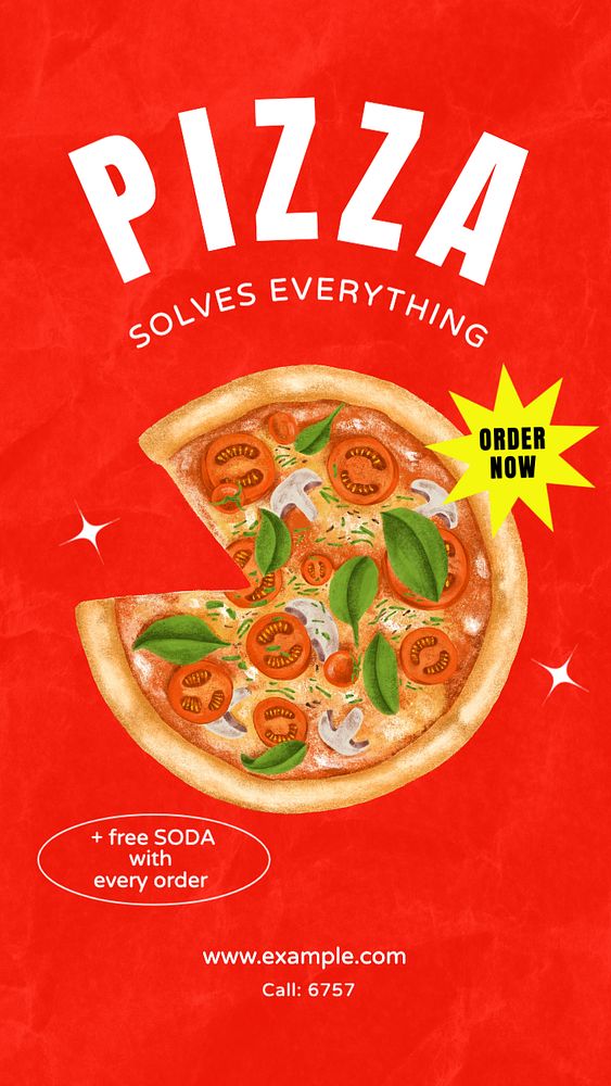 Pizza ad  Instagram story template, editable text