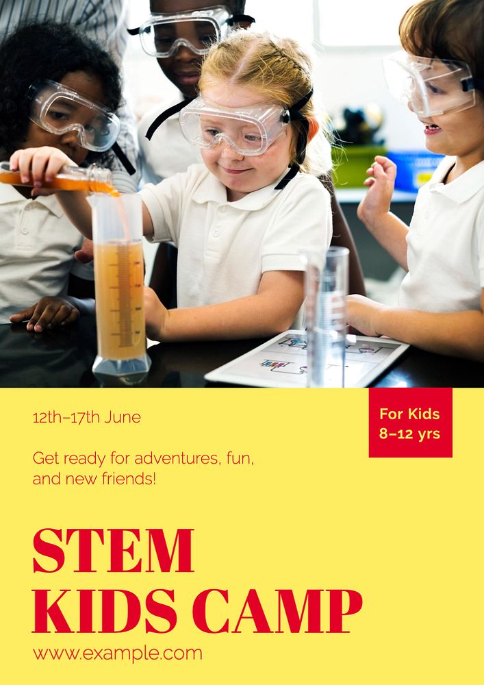 STEM kids camp  poster template, editable text and design