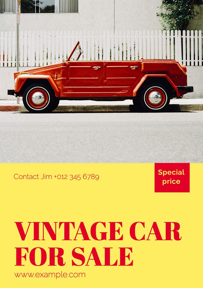 Vintage car sale  poster template, editable text and design