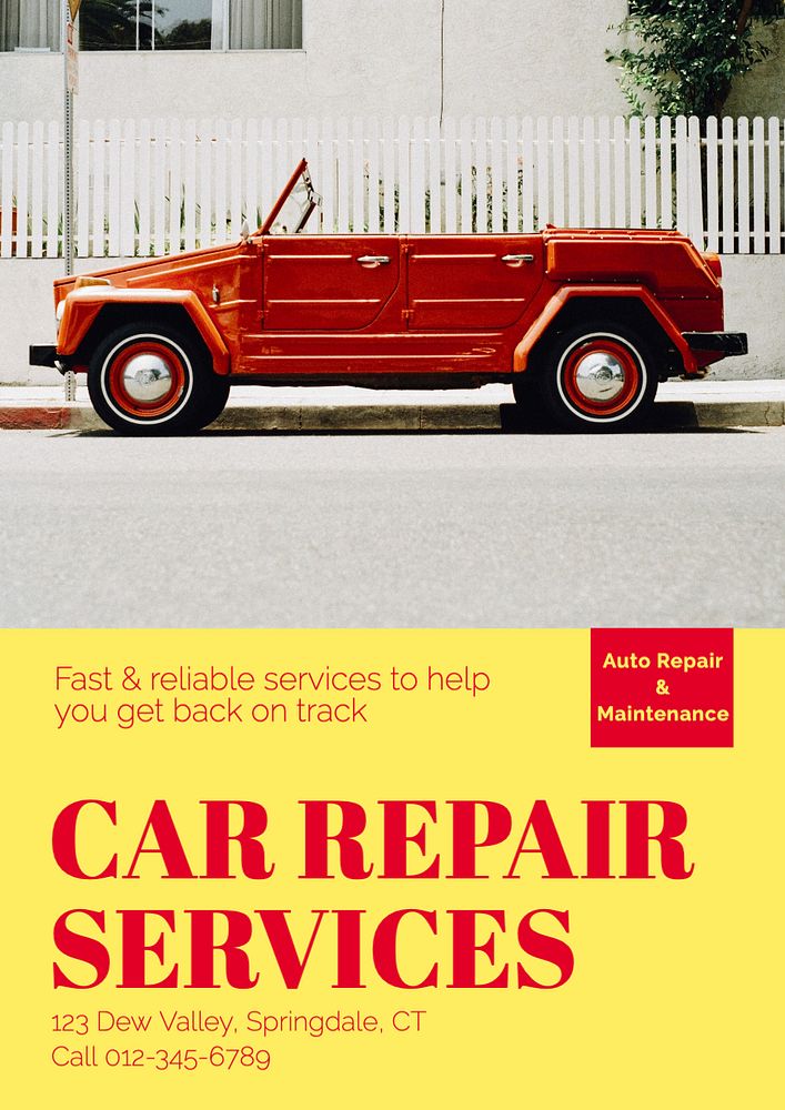 Car repair  poster template, editable text and design