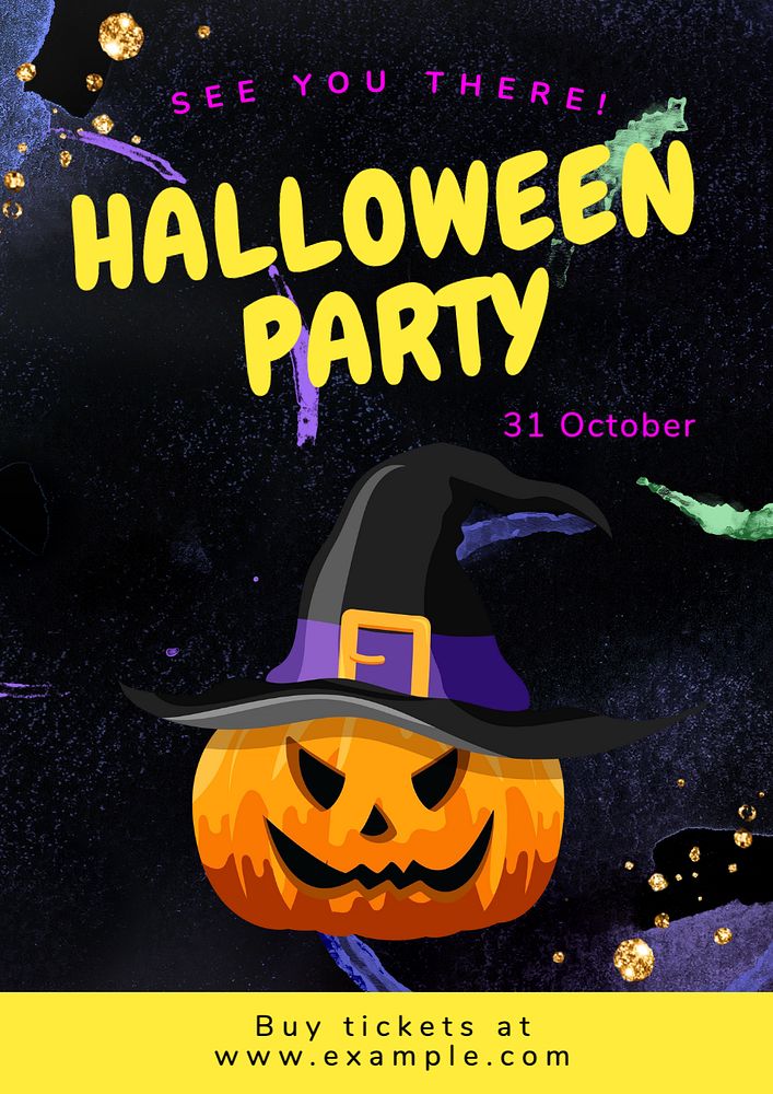 Halloween party invite  poster template, editable text and design