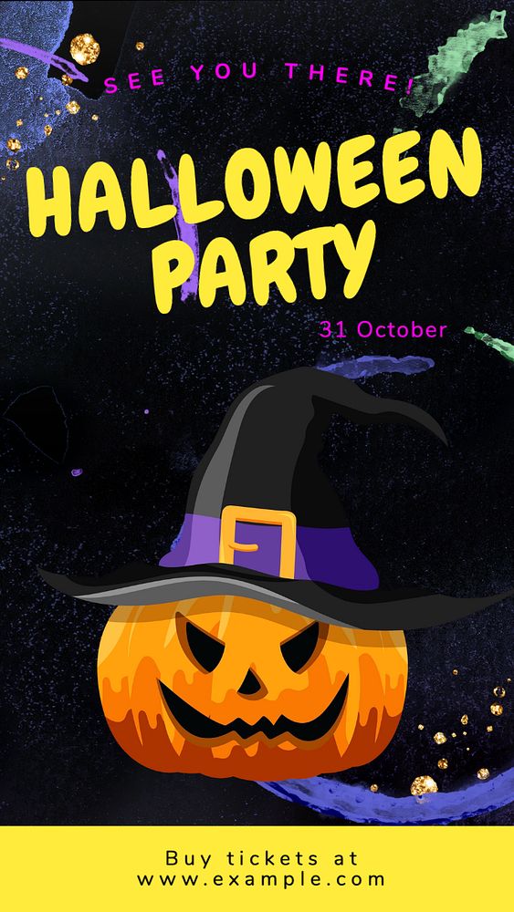 Halloween party invite  Instagram story template, editable text