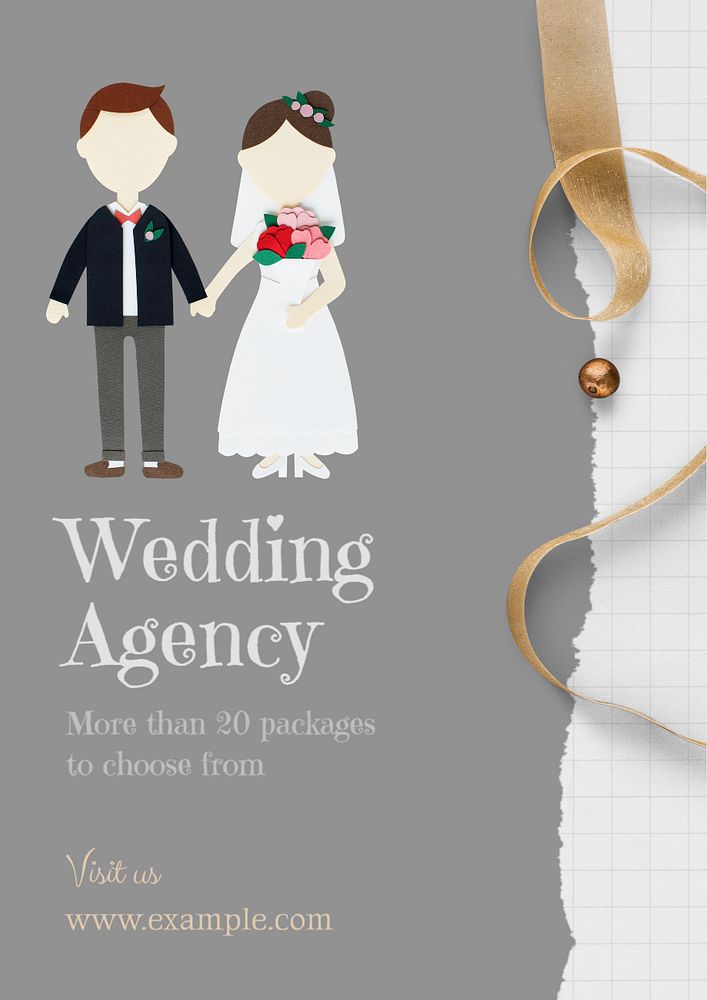 Wedding agency  poster template, editable text and design