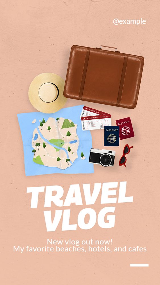 Travel vlog  Instagram story template, editable text