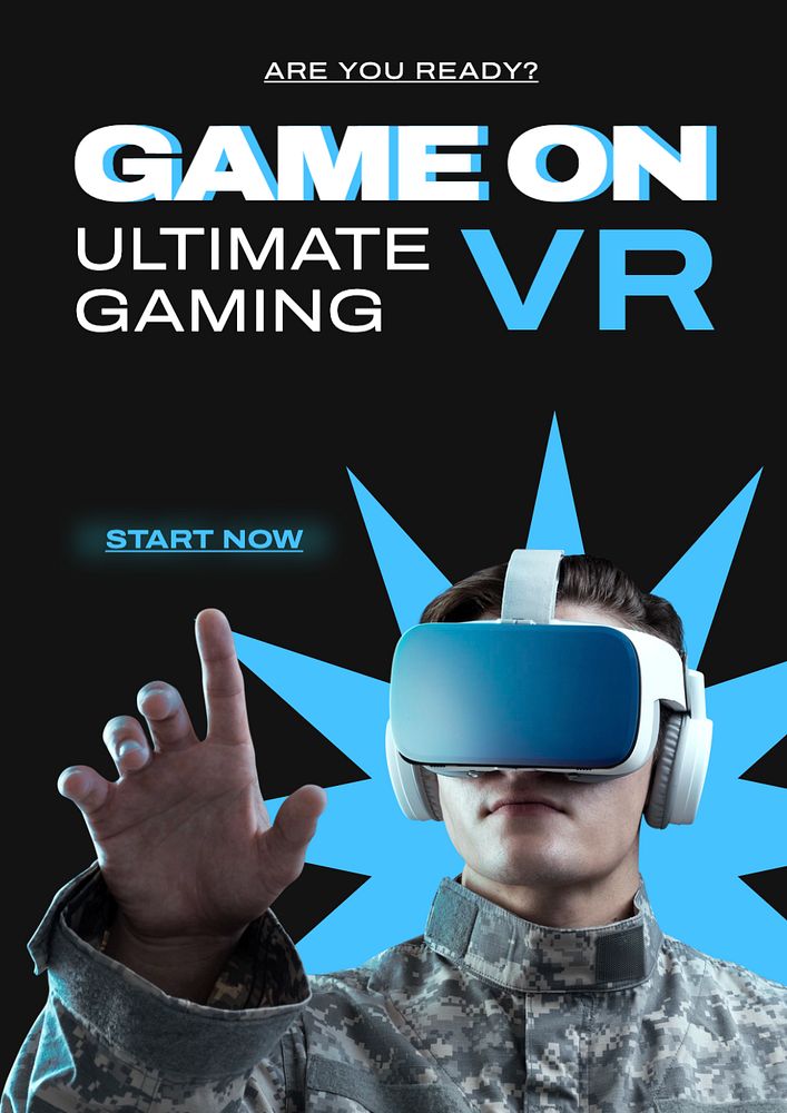 VR gaming  poster template, editable text and design