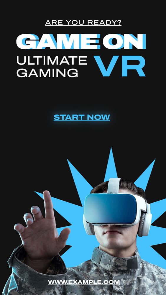 VR gaming  Instagram story template, editable text