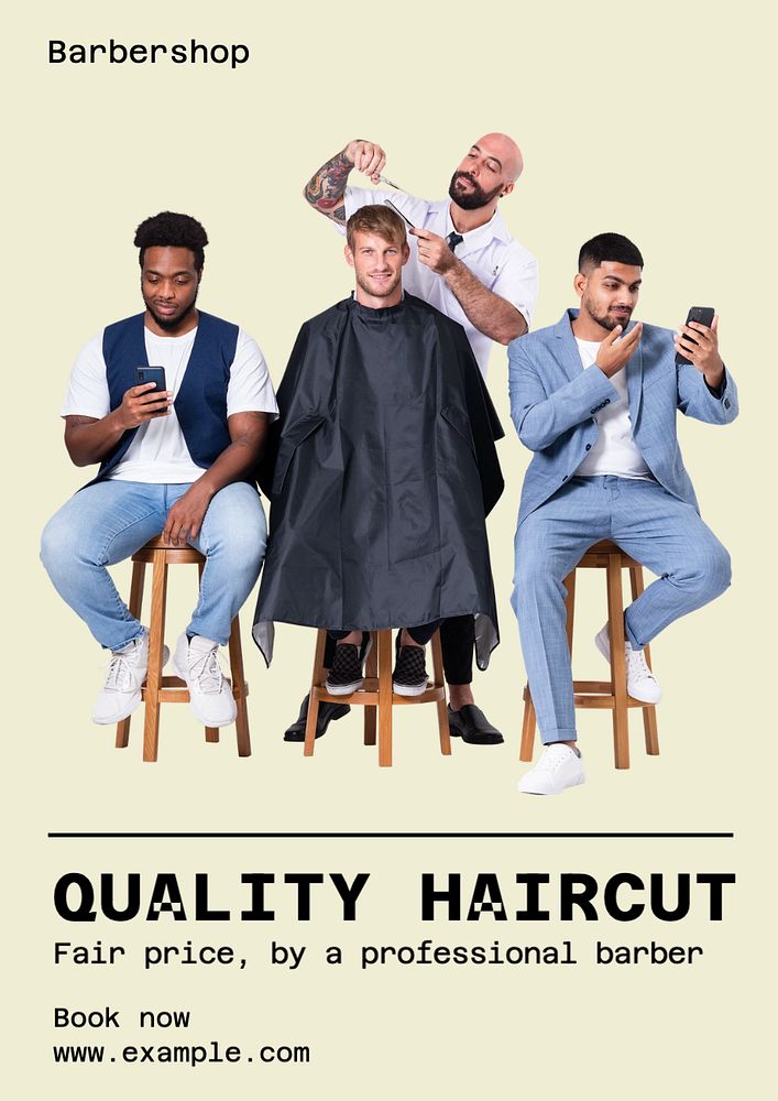 Quality haircut poster template, editable text and design