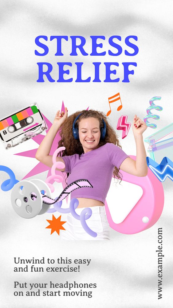 Stress relief Instagram story template, editable text