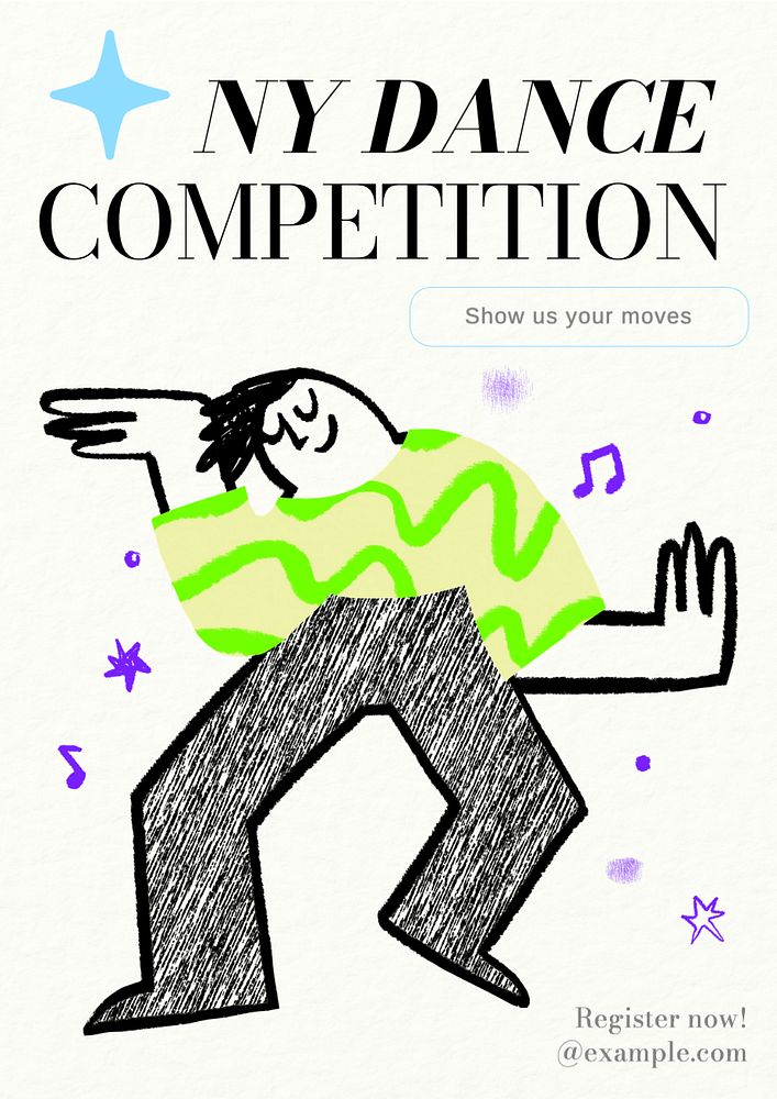 Dance competition poster template, editable text and design