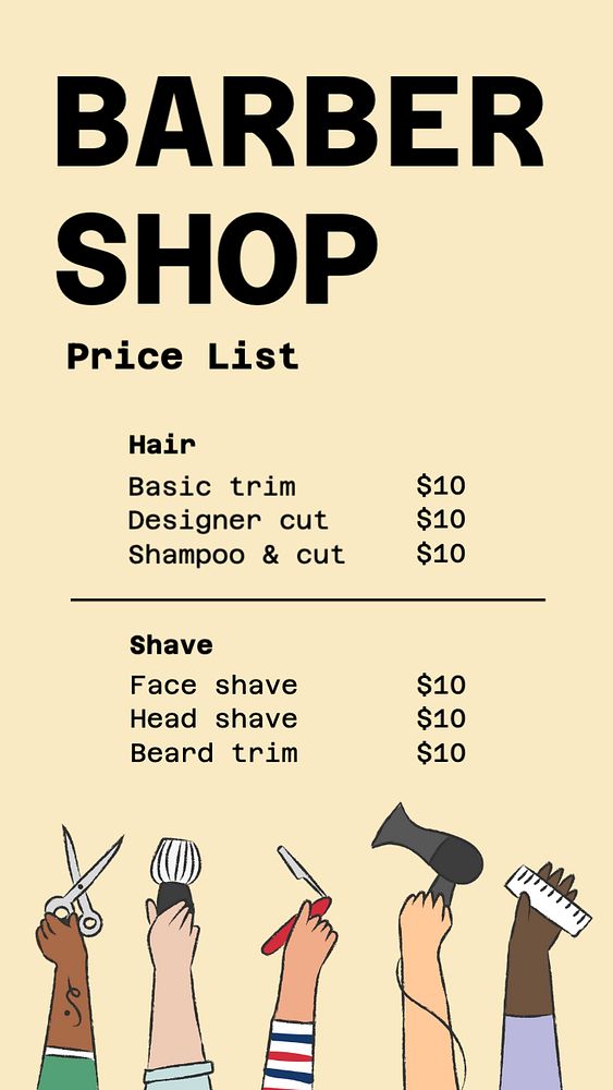 Barber shop  Instagram story template, editable text