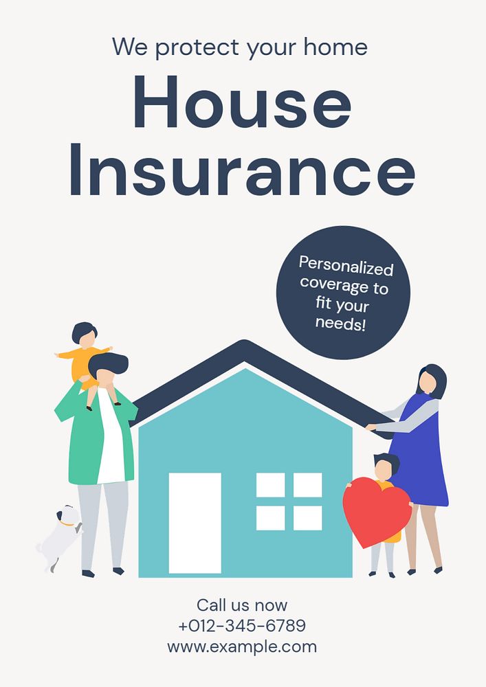 House insurance  poster template, editable text and design