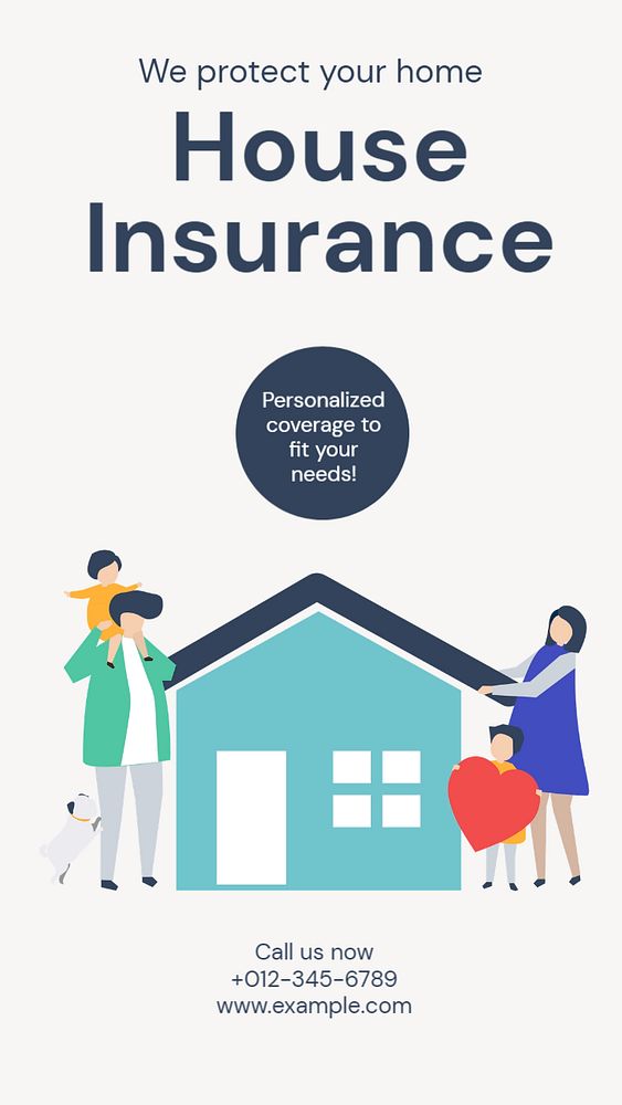 House insurance  Instagram story template, editable text