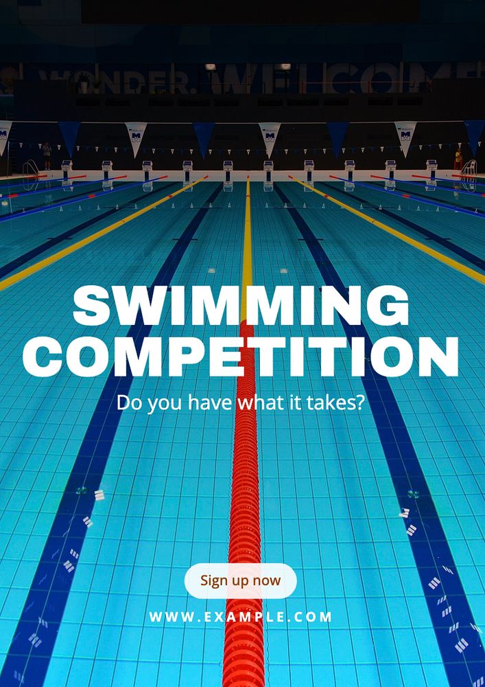 Swimming competition  poster template, editable text and design