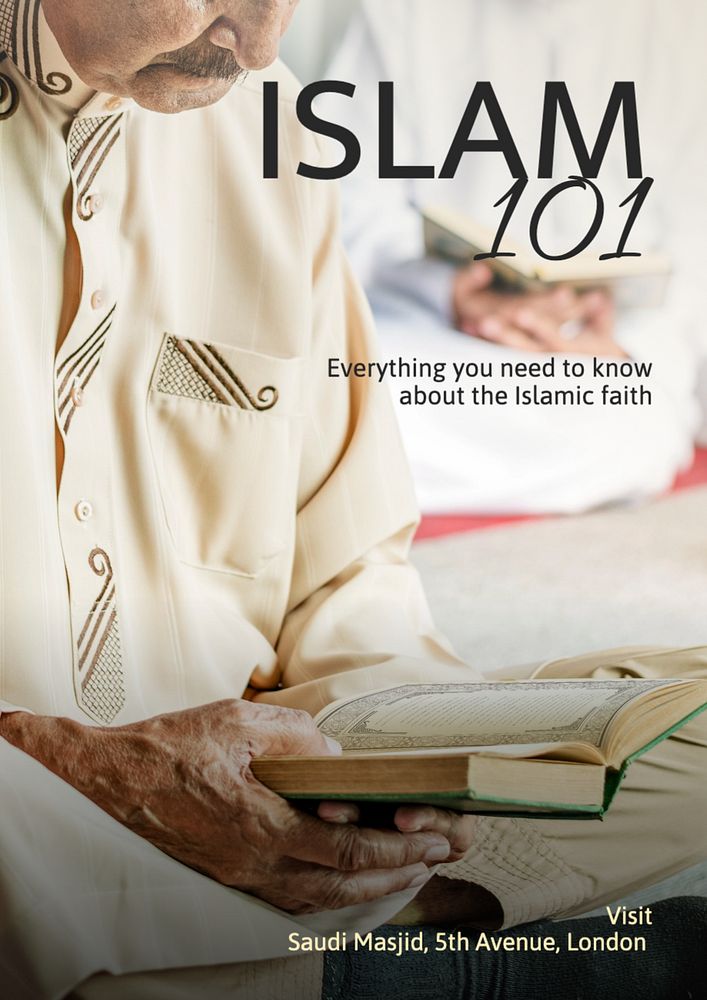 Islam 101 poster template, editable text and design