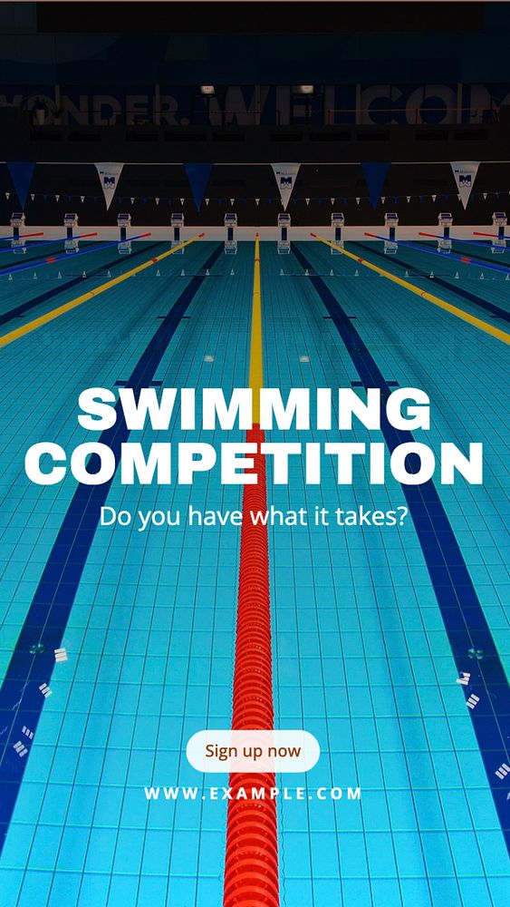 Swimming competition  Instagram story template, editable text