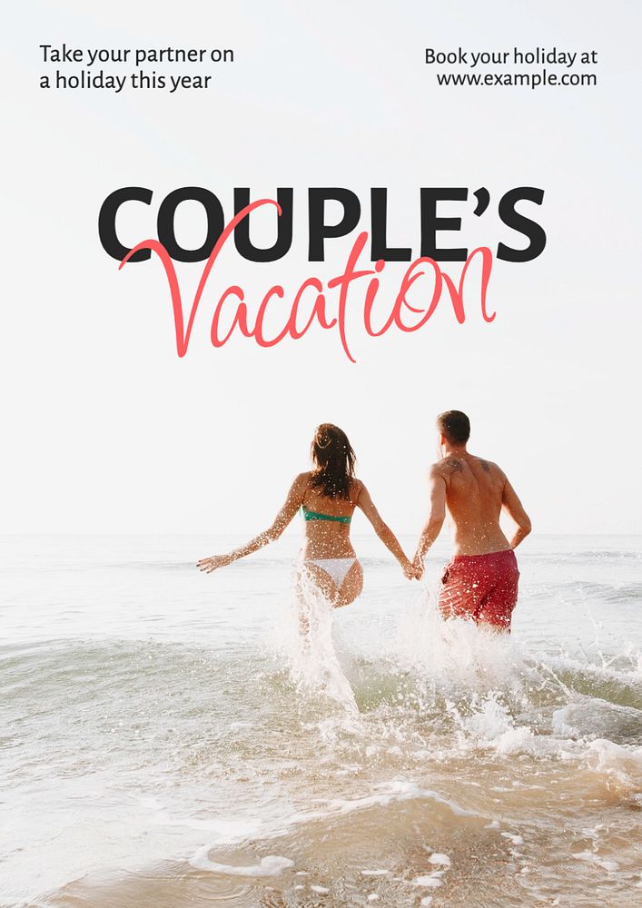 Couple's vacation  poster template, editable text and design