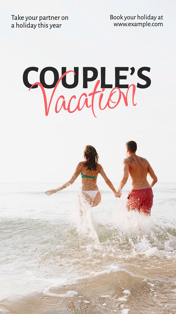 Couple's vacation  Instagram story template, editable text