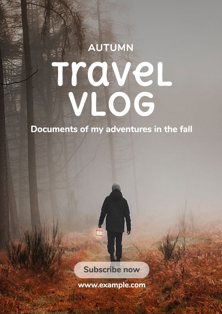 Autumn travel  poster template, editable text and design