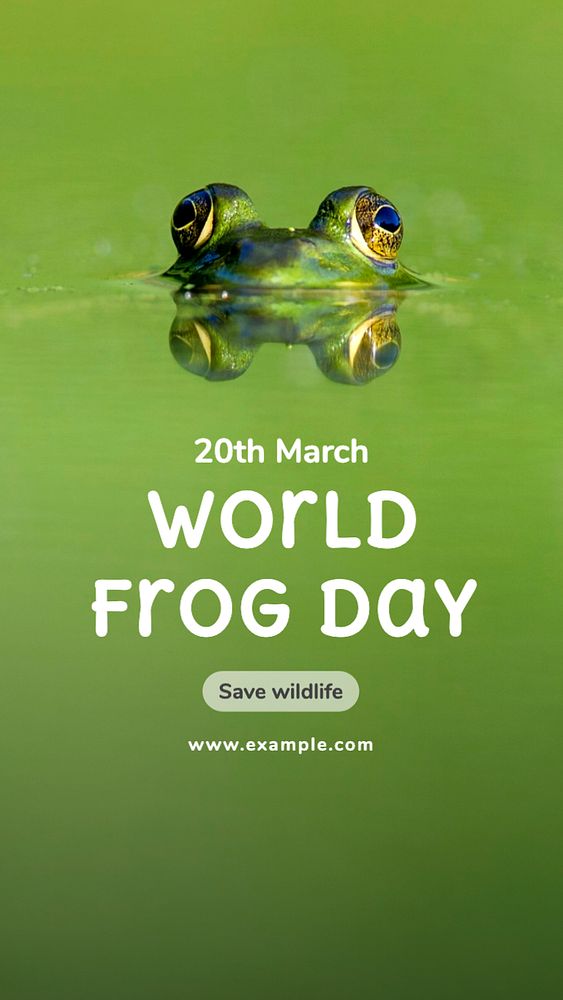 World frog day  Instagram story template, editable text