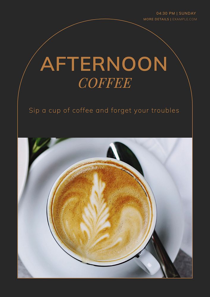 Afternoon coffee poster template, editable text and design