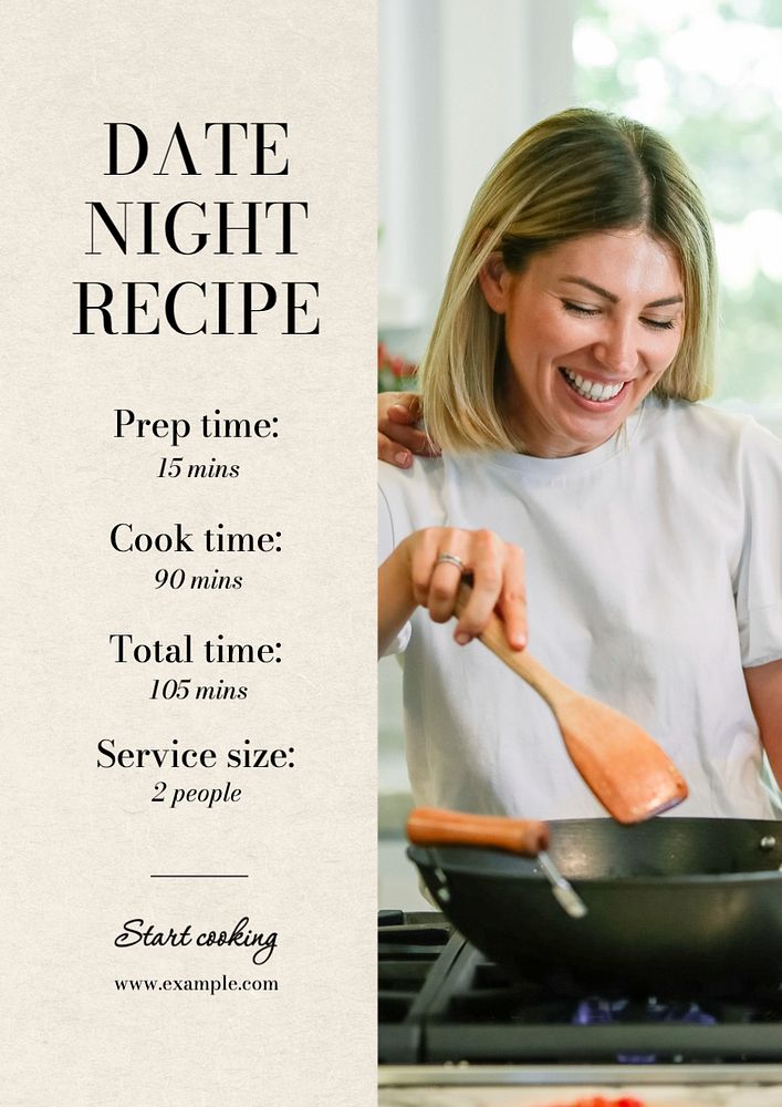 Date night recipe  poster template, editable text and design