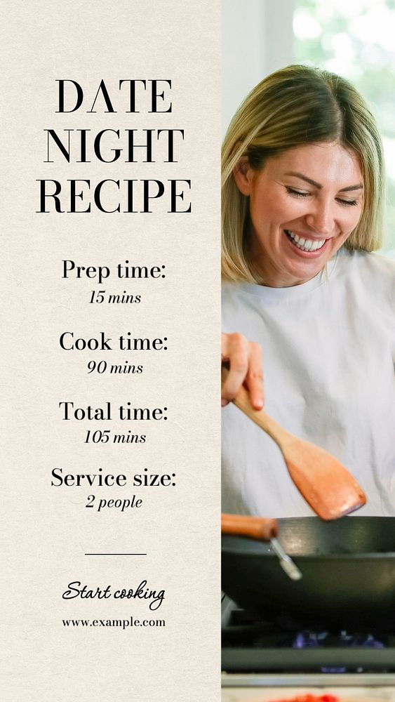 Date night recipe  Instagram story template, editable text