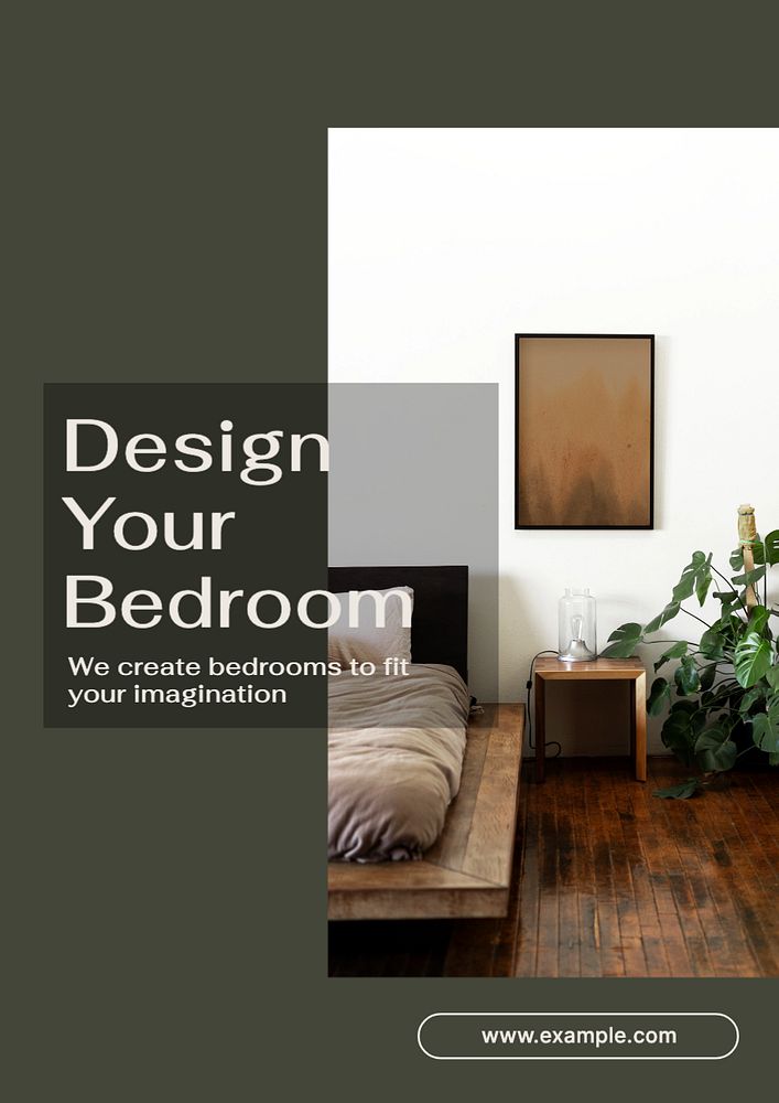 Bedroom design  poster template, editable text and design