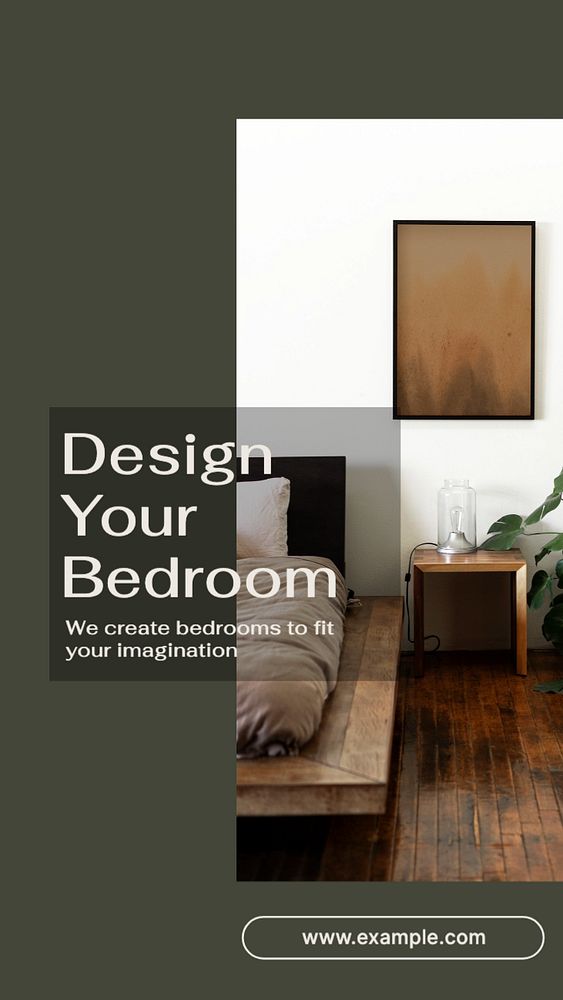 Bedroom design  Instagram story template, editable text