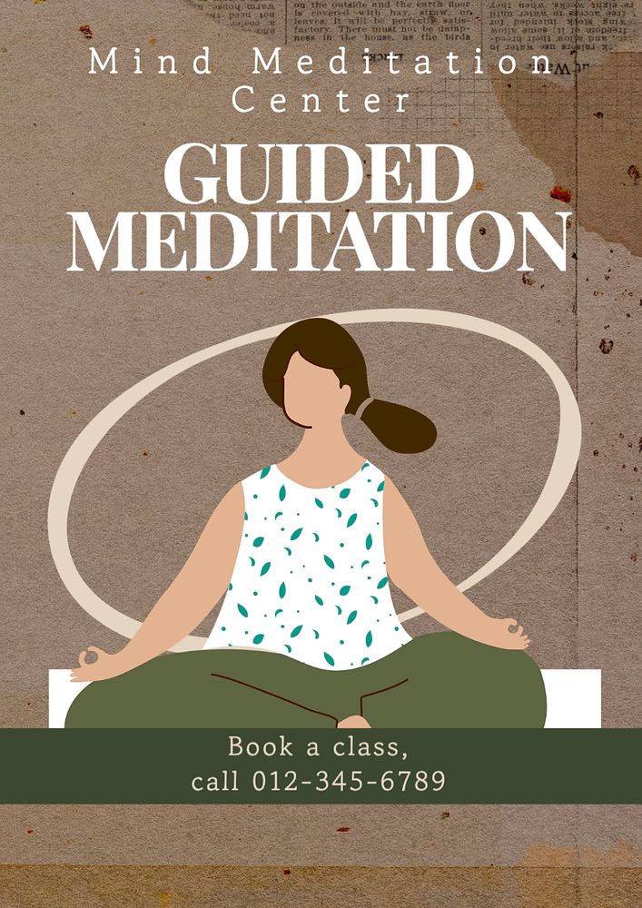 Guided meditation  poster template, editable text and design