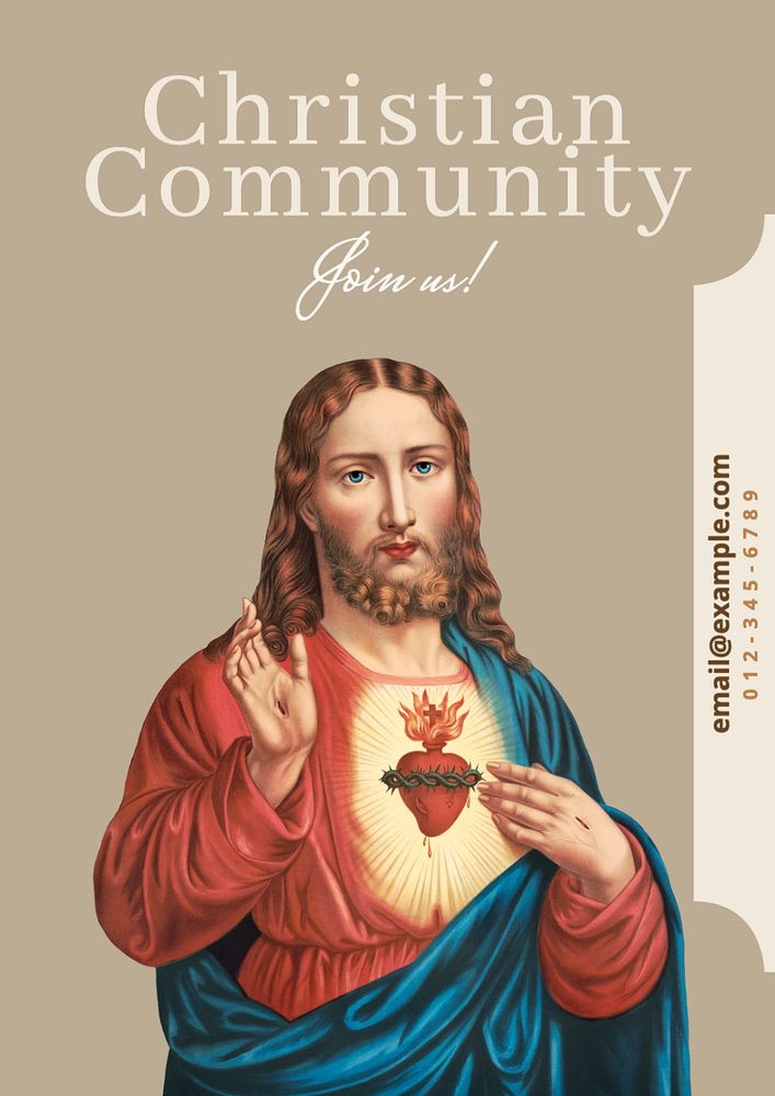 Christian community poster template, editable text and design