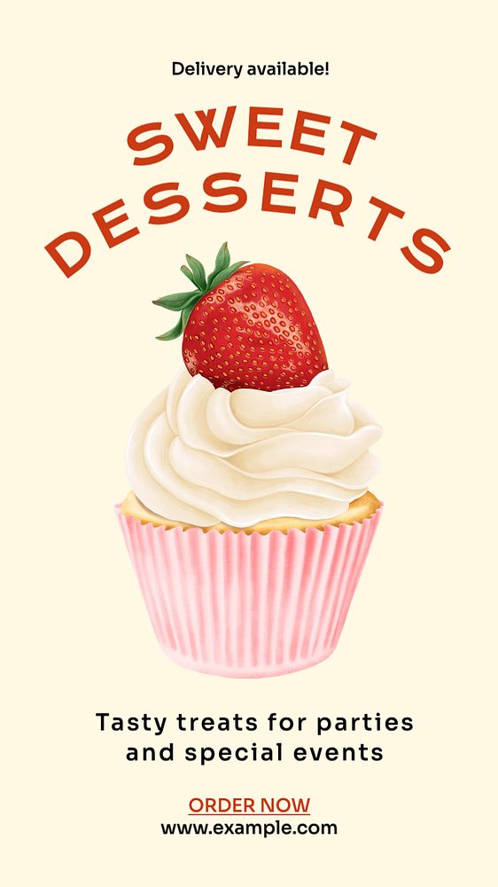 Sweet desserts  Instagram story template, editable text