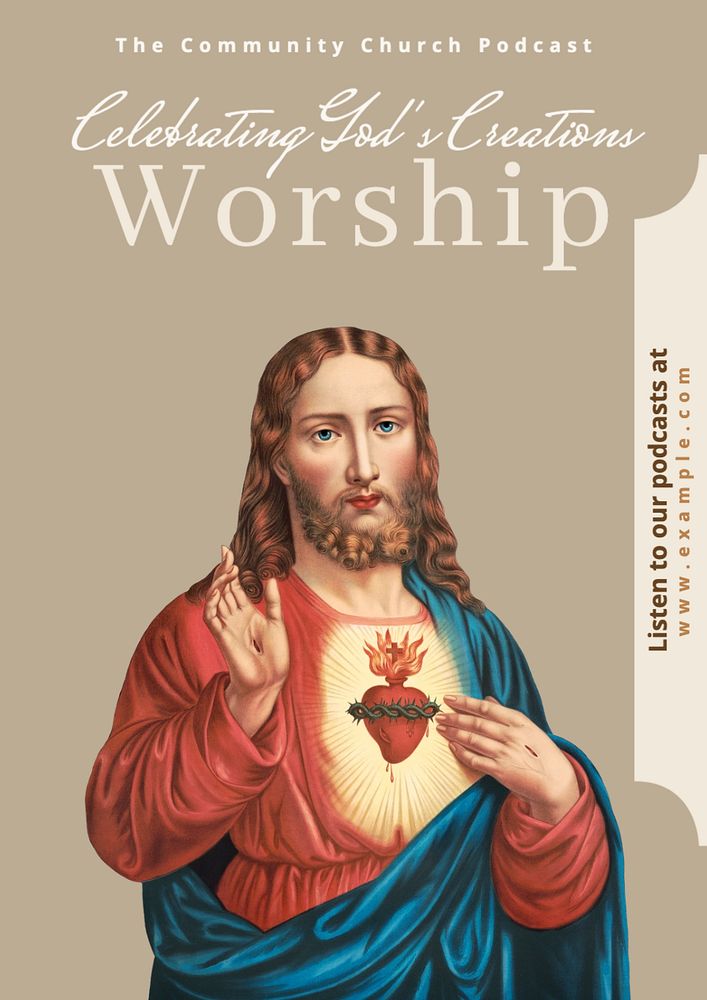 Worship god poster template, editable text and design