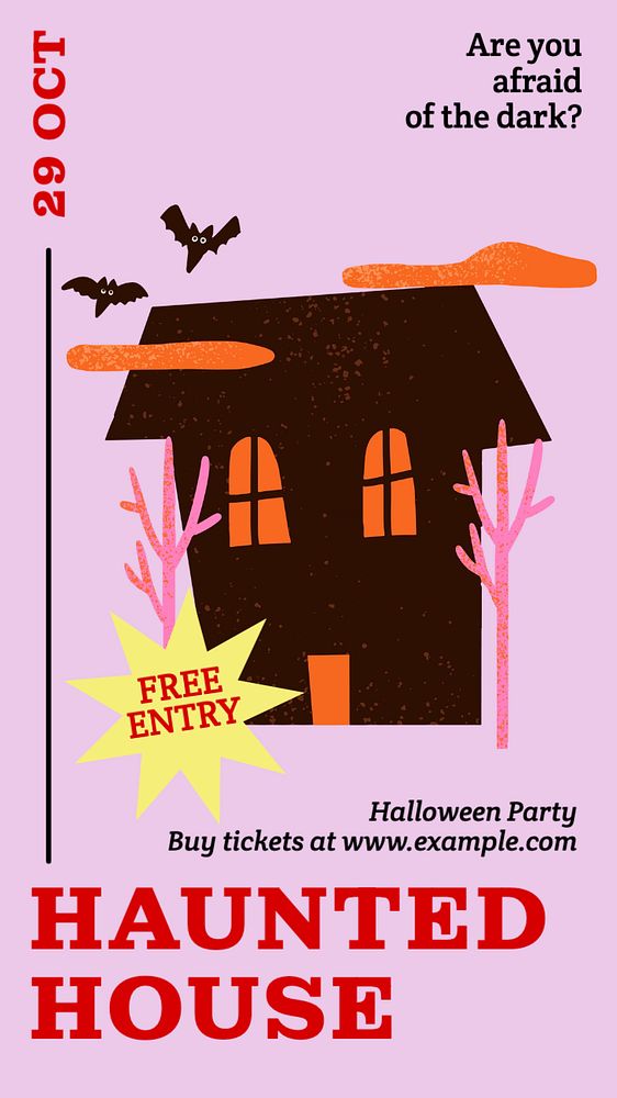 Halloween party invite  Instagram story template, editable text