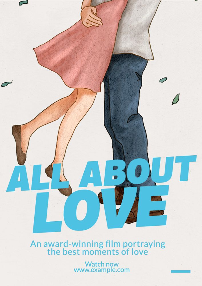 Love film  poster template, editable text and design