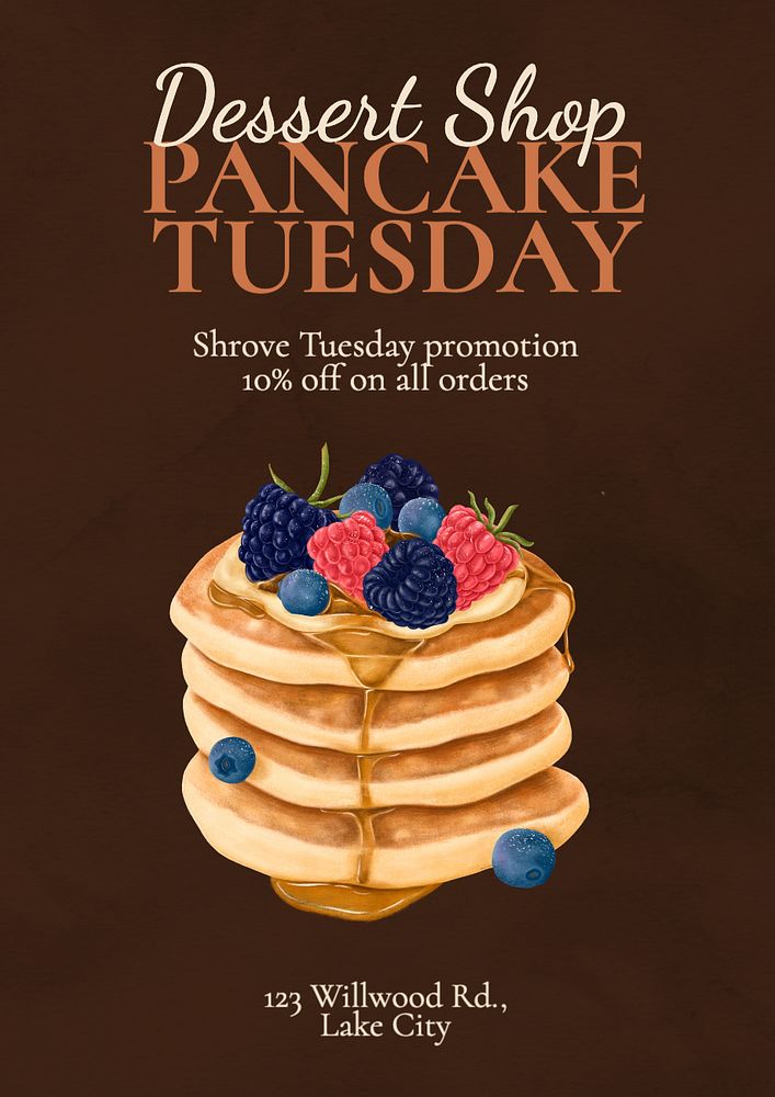 Pancake Tuesday  poster template, editable text and design