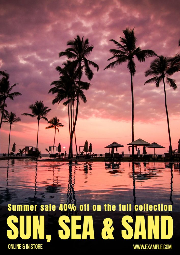 Summer sale  poster template, editable text and design