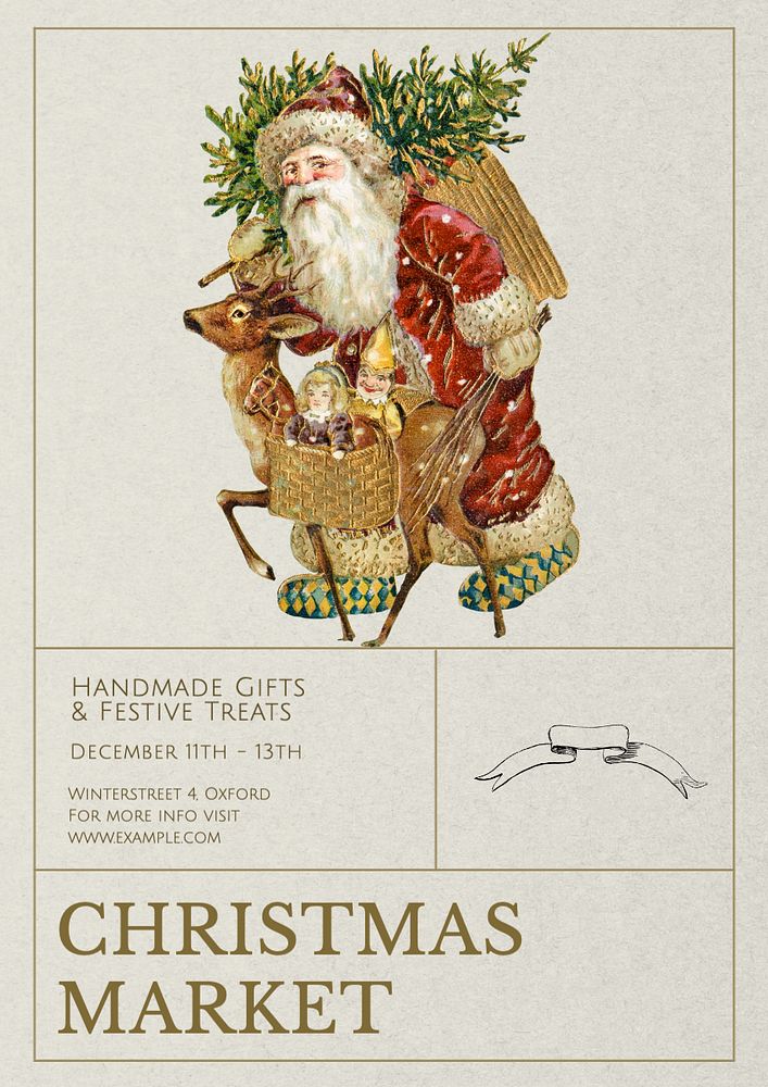 Christmas market  poster template, editable text and design