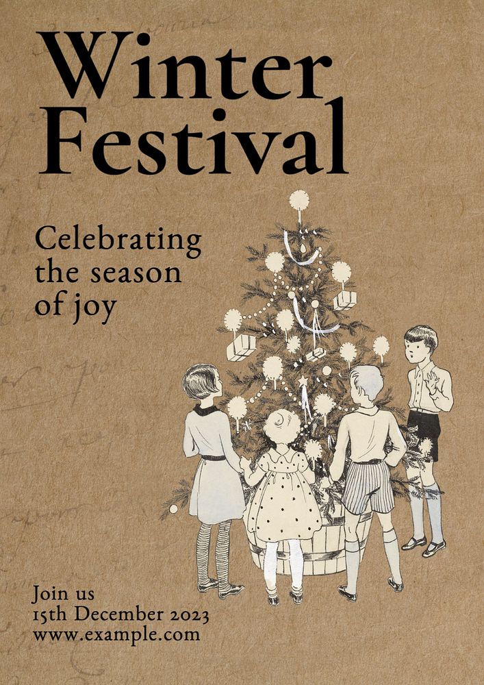 Winter festival  poster template, editable text and design