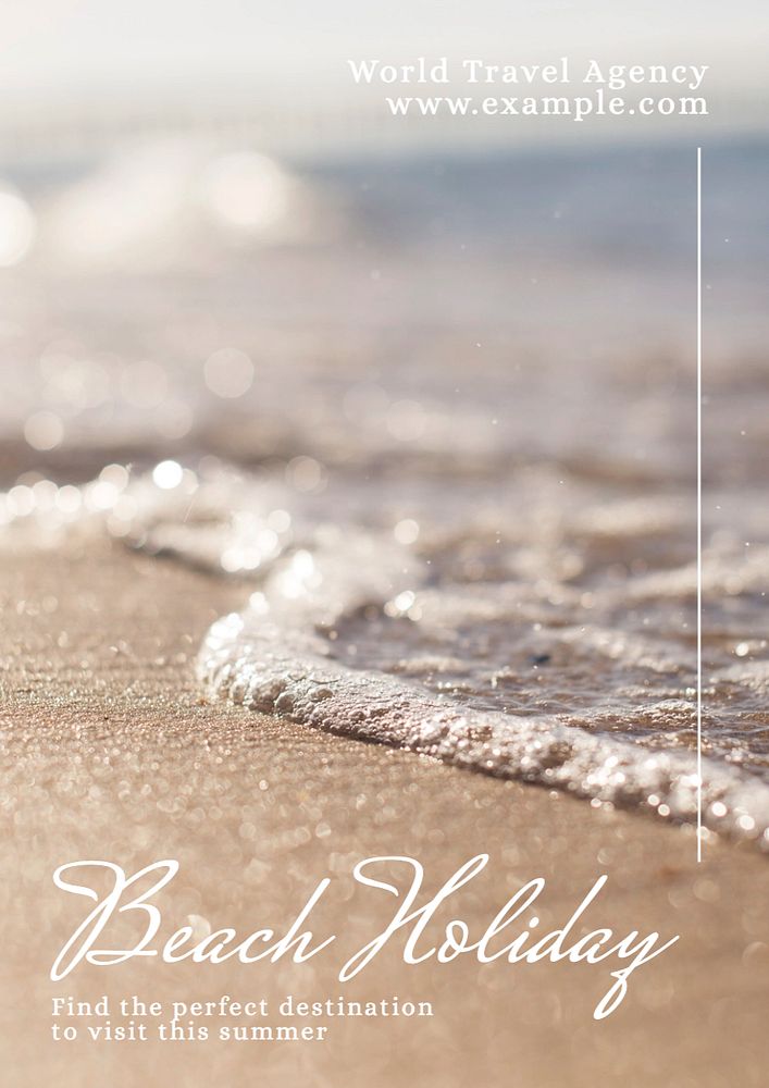 Beach holiday  poster template, editable text and design