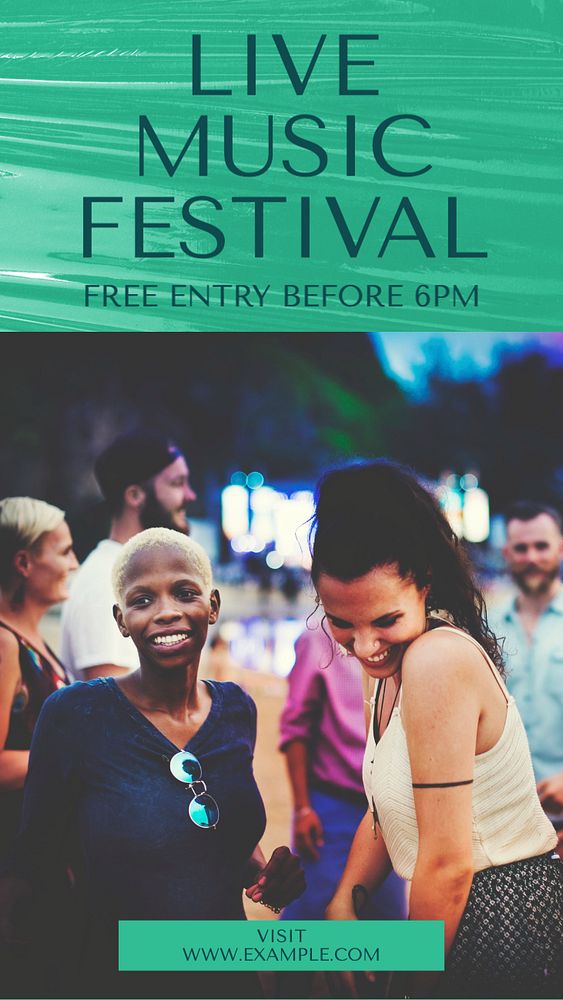 Live music festival  Instagram story template, editable text