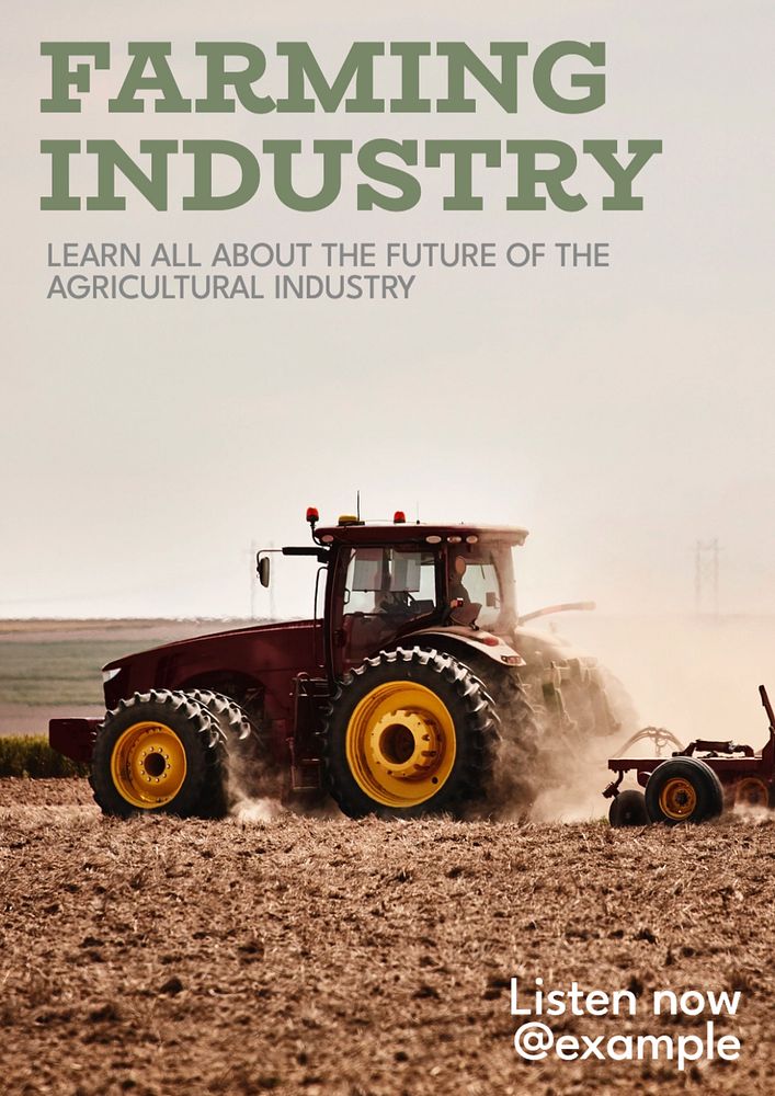 Farming industry  poster template, editable text and design